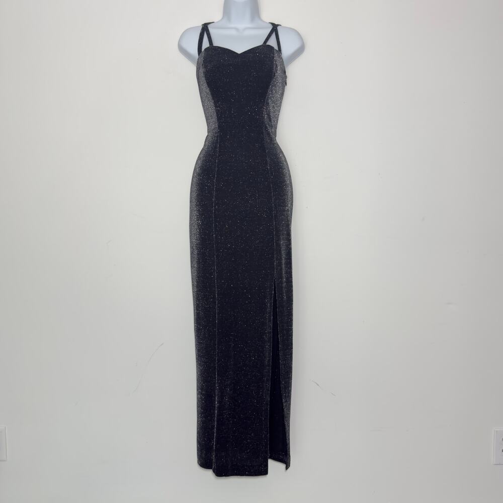 FAVIANA New York Vintage 90s Y2K Sexy Metallic Black Dress Size 5/6 S Small